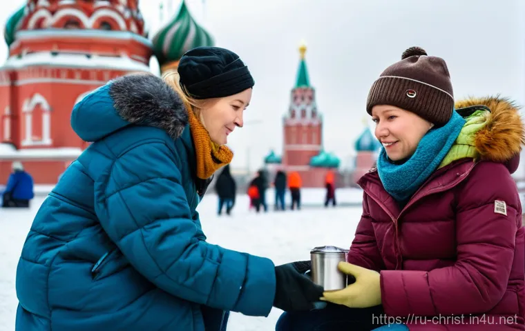 기독교와 선교 지원 - **Prompt:** "A vibrant, panoramic scene capturing the duality of modern missionary service in Russia...