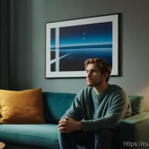 기독교와 영화 - A thoughtfully contemplative young adult, dressed in comfortable, modest streetwear, sits alone in a...