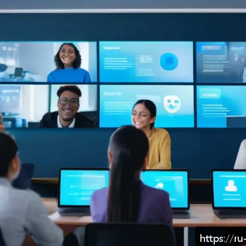 기독교와 현대 윤리 - A serene digital classroom scene featuring diverse young adults engaging in an online ethics worksho...