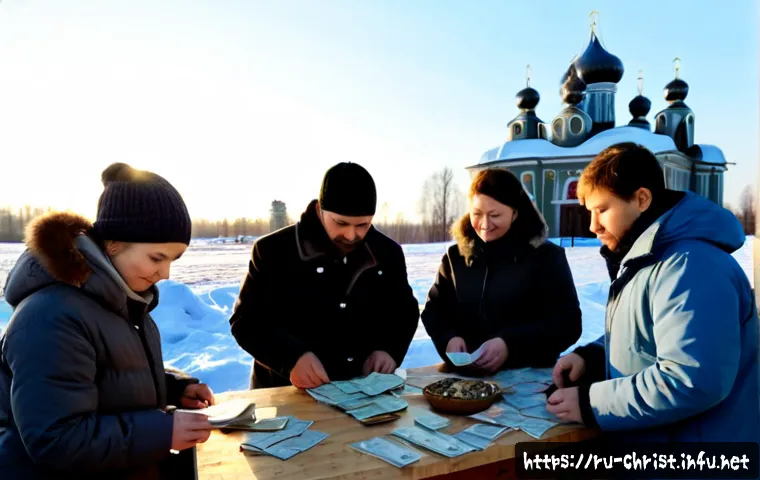 Home 17 기독교와 경제 선교 - Photorealistic scene of an Orthodox Christian community economic mission in a small Russian town, vo...